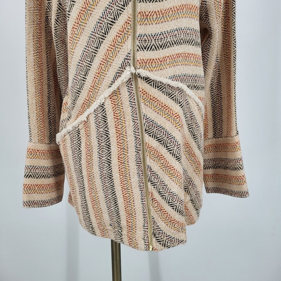 Soft Surroundings Rayadas Jacquard Zip Up Jacket Geometric Stripes Boho Medium - Picture 7 of 11